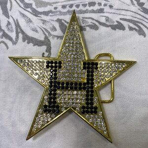 Star with initial H Rhinestone
Covered Texas Lone Star in‎ Belt
Buckle